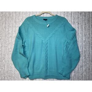 Talbots BLUE women’s size XL cable knit sweater NWT SOFT